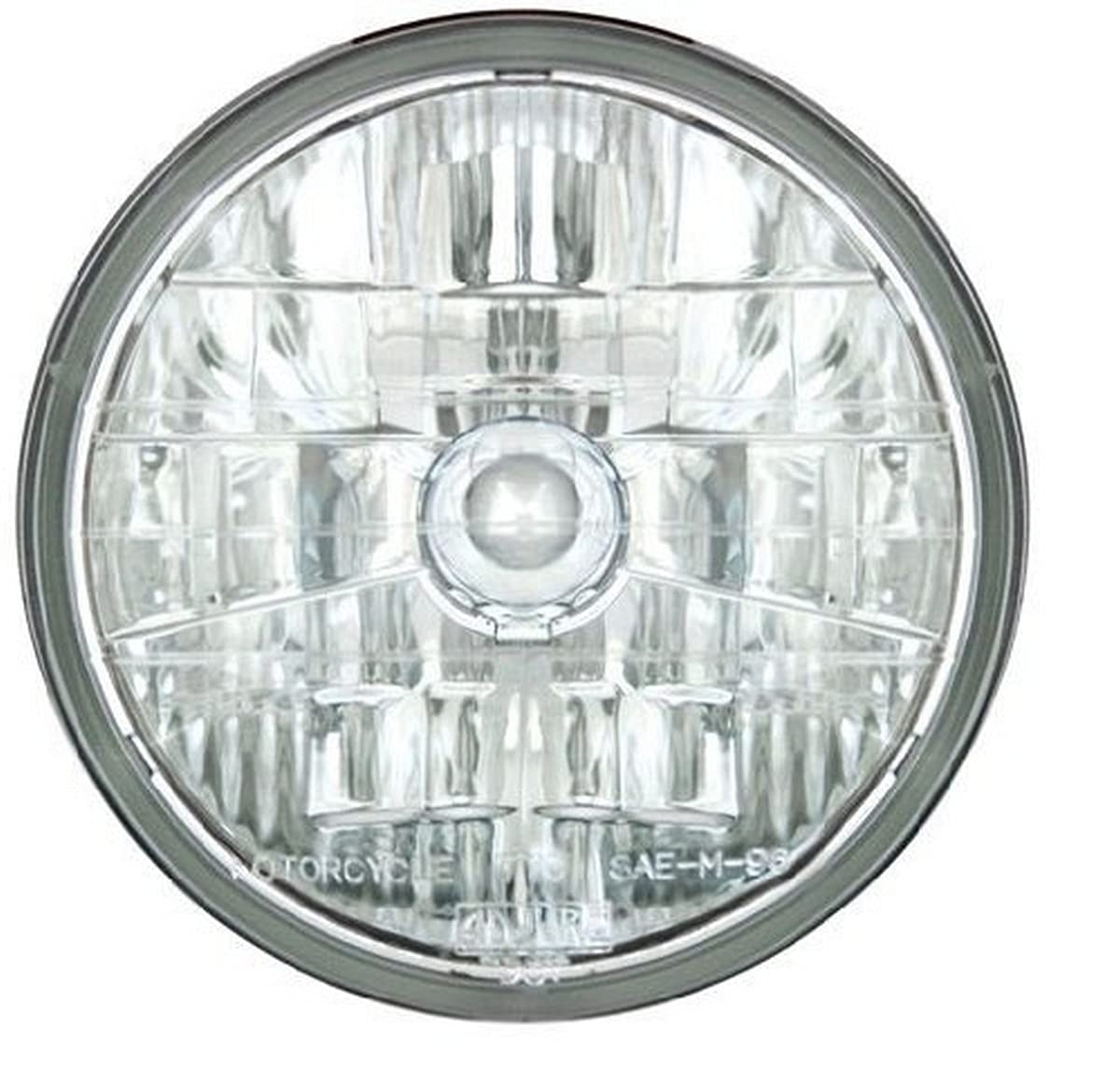 Adjure T70200 Three Lines On Clear Lens 7' Diamond Cut 3K Motorcycle Headlight With H4 Bulb